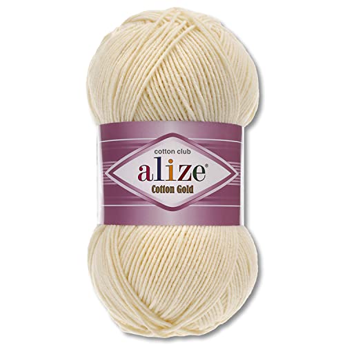 Frida's Wollhaus Alize 100 g Cotton Gold Lana Estate Filato Cotone Amigurumi 65 colori (01 | Crema)