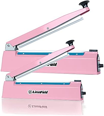 LinsnField Sealer Pro - 8 inch Impulse Heat Sealer - 2mm Sealing Width - Manual Heat Sealer Machine for All Bags - Most Heavy Duty for Strong, Secure Sealing for Long Term Food Storage - Extra 2 Replacements, 2 Fuses Included(Pink)
