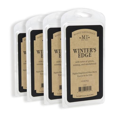 Manly Indulgence Winters Edge Scented Wax Melts, Wax Melt Warmer Cubes, Long Lasting Scented Wax Warmer Cubes, 4 Pack, 6 Cubes Each - Made in The USA