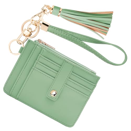Image of KNGITRYI Small Wristlet Wallets for Women RFID Credit Card Holder Wallet Keychain Wristlet Wallet Credit Card Wallets for Women (Mint Green)