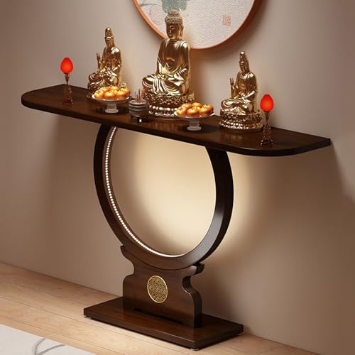 Mesa consola con brillo LED de bambú sólido prémium e incrustaciones decorativas 7