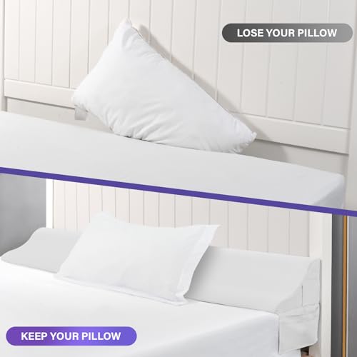 Vekkia Queen Bed Wedge Pillow for Headboard Gap/Bed Wedge Mattress Gap Filler Pillow with Washable Cover, to Close The Gap (0-6") Between Your Headboard and Mattress, (White 60"x10"x7")