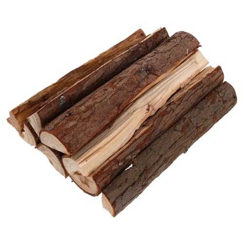 ASAKKURA Leña Decorativa de Abedul 25 Cm Corteza, 8 Piezas de Madera Seca para Fogatas y Jardinería, Accesorios Resistentes Intemperie para Chimenea y Uso Exterior
