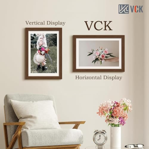 Image of VCK 13x19 Picture Frames 3 Pack, Brown Wood Poster Frame, Wall Display