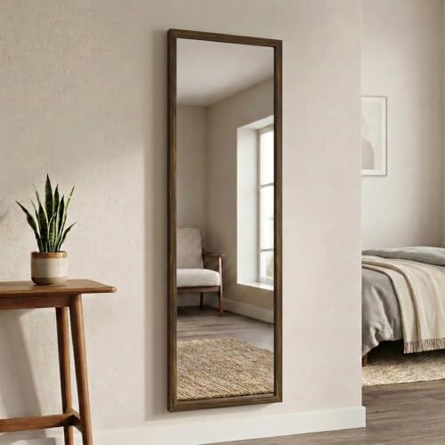 Image of Wakefit Decorative Rectangle Wall Mirror - 47 Inch | Metal Frame Wall Mirror for Living Room Bedroom Entryway Dressing Room Modern Home Decor & Gifting | Agbada Dark Brown - 18.1x47.6x2 Inch