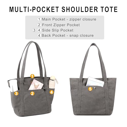 DOURR Womens Shoulder Handbags Heavy Duty Canvas Work Tote Retro Bucket Bag4