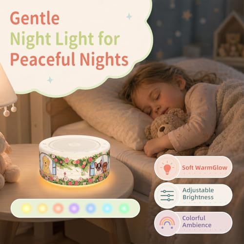 Image of Kipcush White Noise Machine for Baby & Adults, Sleep Sound Machine with 30 Soothing Sounds, 8-Color Night Light, Memory Function, White Noise for Sleeping, Nursery, Office, Travel, Relaxation