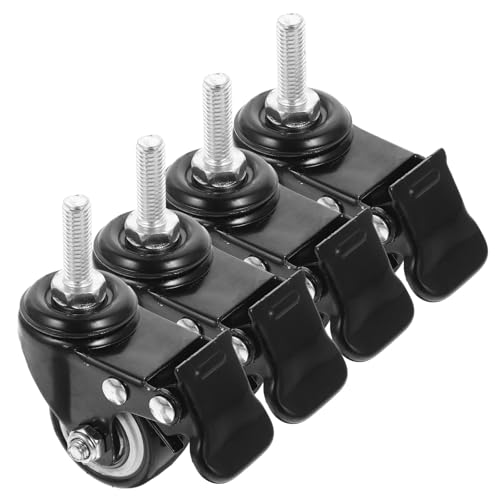 Roulettes à Tige Filetée M8 Lot de 4 avec Frein Pivotant en Polyuréthane