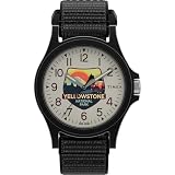 Timex Unisex Yellowstone National Park 40mm Watch - Black Fastwrap Cream Dial Black Case