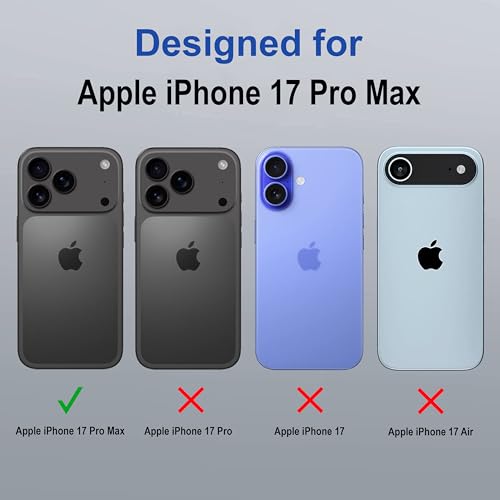 Image of amazon basics Back Case Cover for iPhone 17 Pro Max | Magnetic Case with Built-in Metal Ring | Supports Mag-Safe Charger, Wallet & Car Mount | Shockproof Hybrid PC + TPU | Black