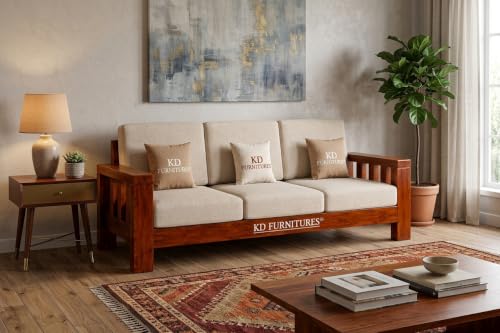 Image of GOLDEN TOUCH Sheesham Wood Sofa Set for Living Room || Sofa Sets 6 Seater || Wooden Sofa Sets Furniture || Without Pillow || Sofa 3+2+1 || Home Furniture Sofa Sets || Honey Finish