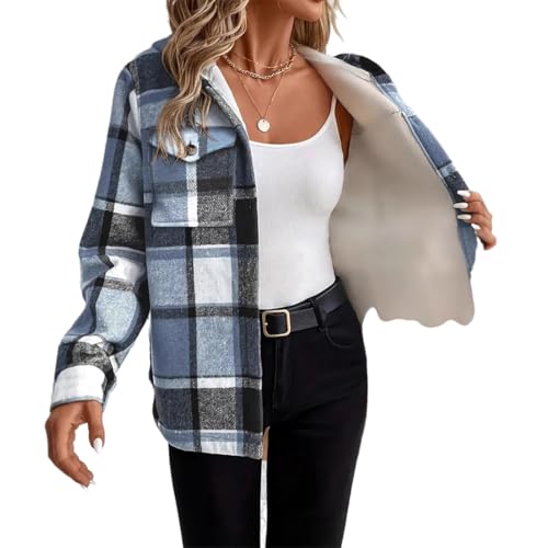 Listado de Jerséis para Mujer los 5 más buscados. 44 Chamarra de franela mujer moda sobrecamisa camisa cuadros mujeres blusas, con capucha, cálida, forro polar grueso, versátil, manga larga causal dama saco abrigo otoño invierno