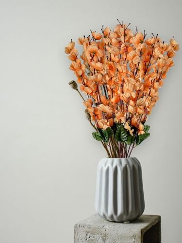 Image of ARTSY Artificial Flowers Bunch for Decoration Cherry Blossom, Ideal for vase, Home, Office Decor, Gifts, Craft, Artificial Plants for Decoration, Without vase, Peach, Combo, 2 Piece, 55 cm Height |
