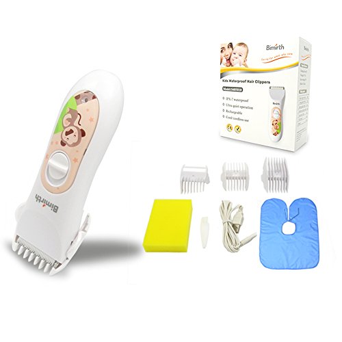Hair Clipper for Children Kids Hair Trimmer Bimirth Baby Barber Set, Waterproof Rechargable Quiet Haircutting Kit.
