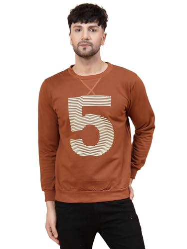 Image of Rigo Fleece Printed Round Neck Sweatshirt for Men | Full Sleeves Sweatshirt for Men | Casual Wear & Stylish Sweatshirts for Men
