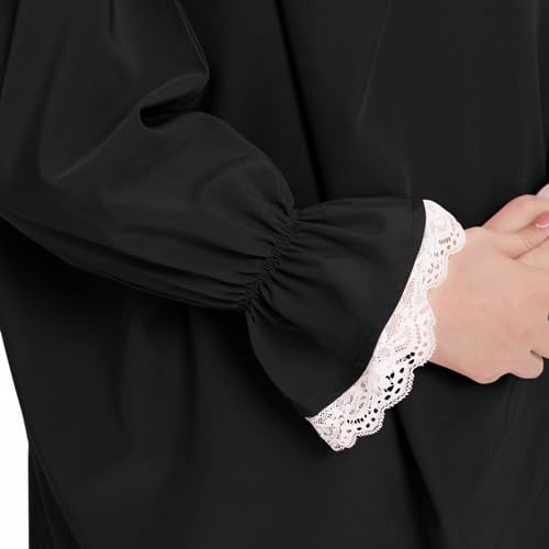 Image of Kids Girls Muslim Islamic Two-piece Outfits Lace Long Sleeve Hijab Dress Abaya and Loose Skirt Full Cover Kaftan