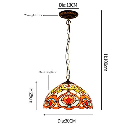 Lustre Tiffany suspendu avec plafonnier en verre coloré rétro pour chambre et couloir - 4