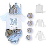 Surikatokids Conjunto Cumpleaños 1 año Personalizado - Camiseta con nombre Bebé - Regalo primer cumpleaños - Smash Cake - Corona cumpleaños (Selva)