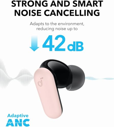 Image of Soundcore P30i by Anker Noise Cancelling Earbuds, Strong and Smart Noise Cancelling, Powerful Bass, 45H Playtime, 2-in-1 Case and Phone Stand, IP54, Wireless Earbuds, Bluetooth 5.4 (Pink)