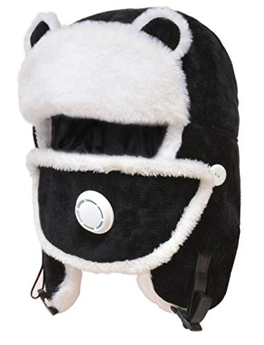 Kids Panda Faux Fur Snow Hat Mask Russian Style Ushanka Travel Hat Winter Gift