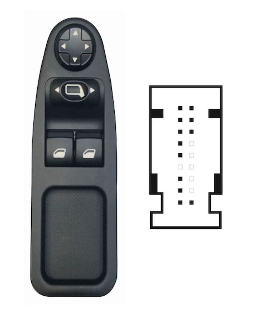 Pulsante Alzacristalli realizzato per FIAT SCUDO dal 2007 al 2008 ant. Sinistro Pulsanti 12 PIN v.Ret. el 6554ZH