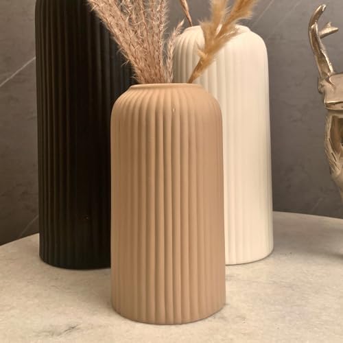 Image of KREATIVE ART'S Flower Vase for Living Room | Ceramic Vase for Home Decor | Home Decoration Items for Living Room & Hall | Black Beidge White Ceramic Vase Set of 3