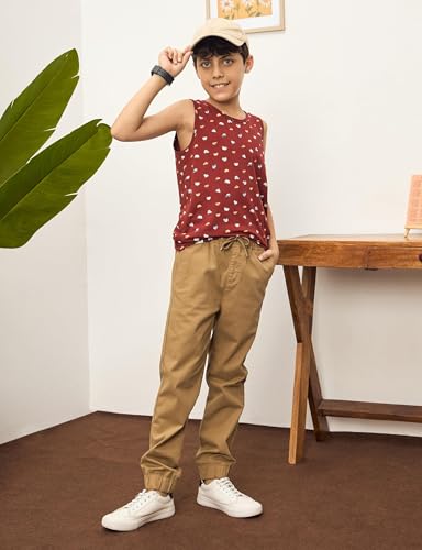 Image of Amazon Brand - Symbol Boy's Cotton Strechable Jogger | Elasticated Waistband and Cuff | Age 2-14 Years