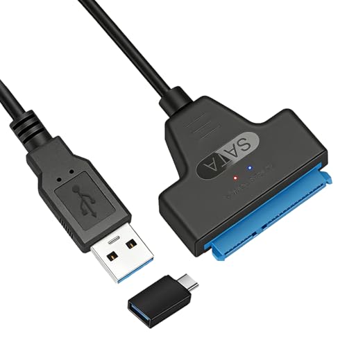 Garrulax SATA to USB 3.0 Adapter Cable for 2.5 inch Hard Drive HDD/SSD Data Transfer,2in1 Sata Cable Type-C/Type-A External Hard Drive Converter