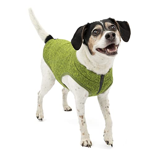 Kurgo Core Dog Sweater with Fleece Lining - Cold Weather Pet Jacket, Zipper Opening for Harness, Adjustable Neck, Year-Round Sweater for Small Dogs (Heather Green, Small)