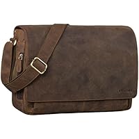 STILORD 'Tom' Bolso Bandolera de Cuero Maletín Vintage de Hombre y Mujer para portátiles de 15' Estudios Universidad o Trabajo de Piel auténtica, Color:Colorado - marrón