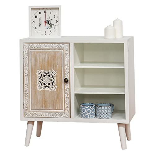PRATIKO LIFE Mueble de 1 Puerta de 3 estantes Shabby Style 66 x 30 x 64,5 cm Cover