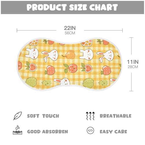 Yellow Checkered Animal Design Cotton Baby Muslin Burp Cloths Easy Care wash rag for Set of 2, 22x11in4