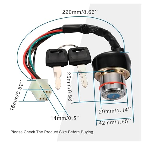 Interruptor de llave de encendido de 6 cables para repuesto de buggy y quad de 110cc 2
