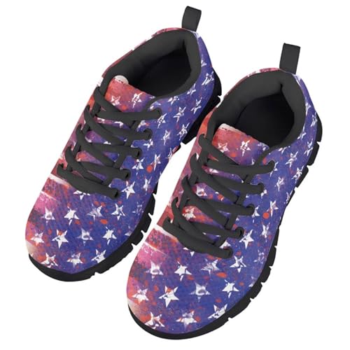Yzaoxia Kids Patriotic Shoes for Girls Boys US Flag Tennis Shoes Mesh Running Sneakers Lace Up Sneakers for School Gym Outdoor Size 11-Size 5