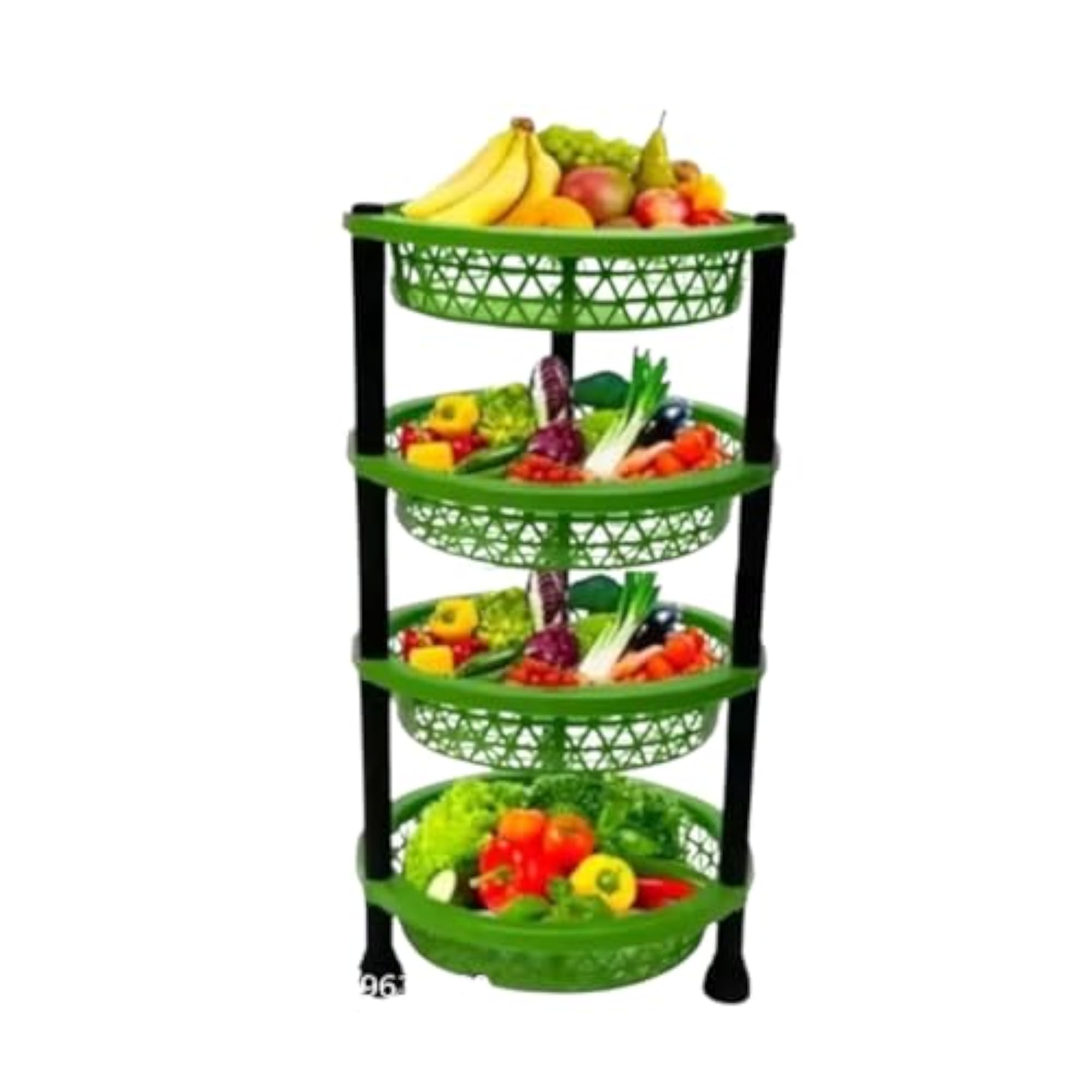 4-Tier Round Plastic Basket Rack for Kitchen