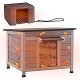 GUTINNEEN Heated Outdoor Insulated Dog House with Heating Pad and 6-Sided Insulation for Small Dogs and Feral Cats, Keeps Pets Cozy in Winter
