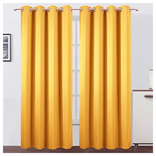 LEMOMO Yellow Thermal Blackout Curtains/52 x 84 Inch/Set of 2 Panels Room Darkening Curtains