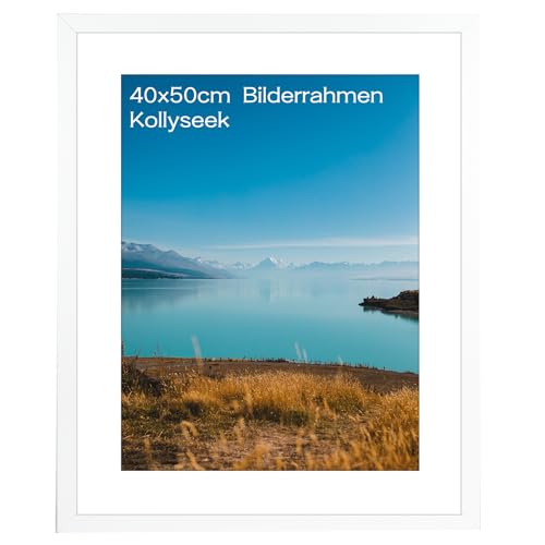 kollyseek 40x50cm MDF Picture Frame with Acrylic Glass and White Mount 16x20 in Display Photo Frame Decorative with Wood for Desktop/Wall Mounting （White）