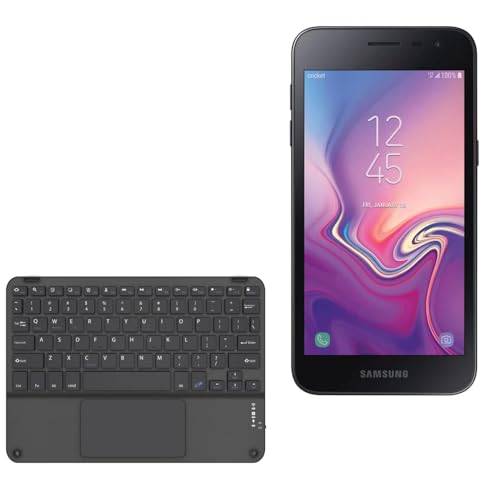 BoxWave Keyboard Compatible with Samsung Galaxy J2 Pure - SlimKeys Bluetooth Keyboard with Trackpad, Portable Slim TouchPad - Jet Black