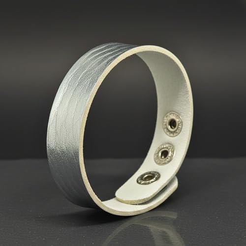 Image of THE MEN THING BLAZEFIT STRAP - 18mm Genuine Leather Bracelet with Stainless Steel Stud Button Closure for Men & Boys (6.6 /7.1 /7.6 inch)