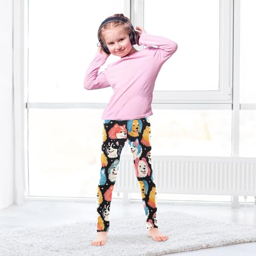 Colorful Dog Head Stars Girls Leggings Soft Stretch Workout Yoga Dance Pants for Kids Casual Tights4
