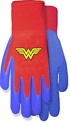 MidWest Gloves & Gear DCW100TH8 Wonder Woman Garden Toddler Gripper Gloves, Red Knit Liner/Blue Coating -  DCW100TH8-T-AZ-6