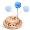 Merpin Interaktives Katzenspielzeug aus Holz zweilagig drehbar Smart Track Ball Schaukelrolle Geschenke Turntable (Blaue Kugel)