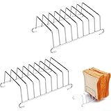 Paquete de 2 estantes para tostadas de acero inoxidable, diseño vertical para cocina, horno tostador, freidora de aire, estante para tostadas de calentamiento uniforme, herramienta de muestra de