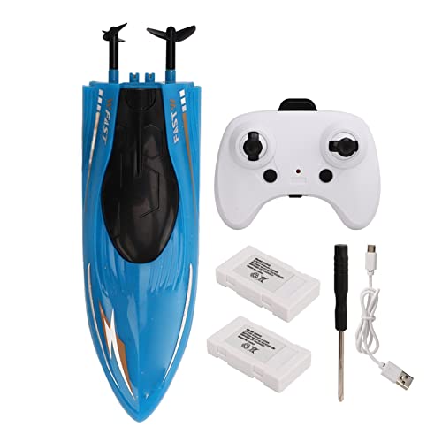 Barco RC Motor de alta potencia Iluminación Cool Flip Barco de control remoto impermeable para piscinas y lagos (2 baterías)