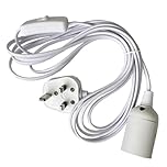 E27 Pendant Light Ceiling Lighting Fitting 4M, E27 Lamp Holder with Switch, Suspended Pendant Light Fitting Kit, 2 Core Textile Cable UK Plug (White).