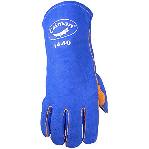 Caiman 1440 One Size Fits All Reinforced Palm And Thumb Welding Glove, Blue And Gold #TOP1