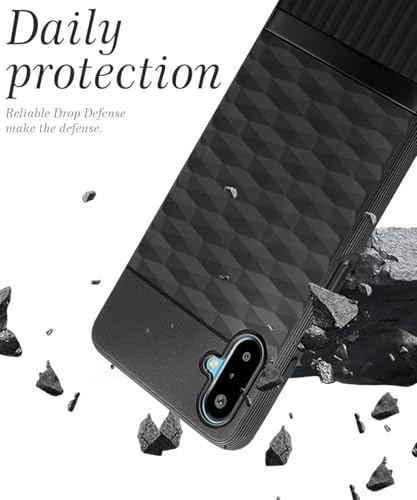 Image of WOW IMAGINE Back Cover for Samsung Galaxy M06 5G | Galaxy F06 5G with Hexa Cube Design | Ultra Slim Soft Rubberised Case | Inner Velvet Fabric | Matte Silicone Mobile Case | Camera Protection - Black