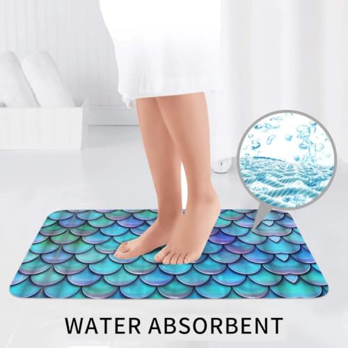 Alfombras de baño de sirena verde azulado pack de 3 de 24x16 7