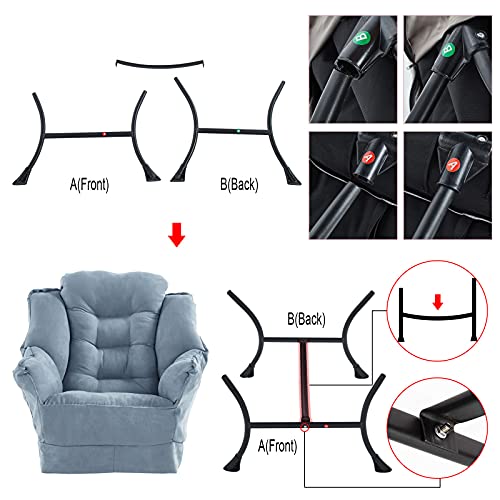 Modern Lazy Chair Single Lazy Sofa, Comfy Reclining Armchair-Soft Lounge Chair With Side Pockets/Thick Cushion/High Load-Bearing Steel Frame For Living Room, Bedroom, Office,Dormitory (Blue) #TOP7